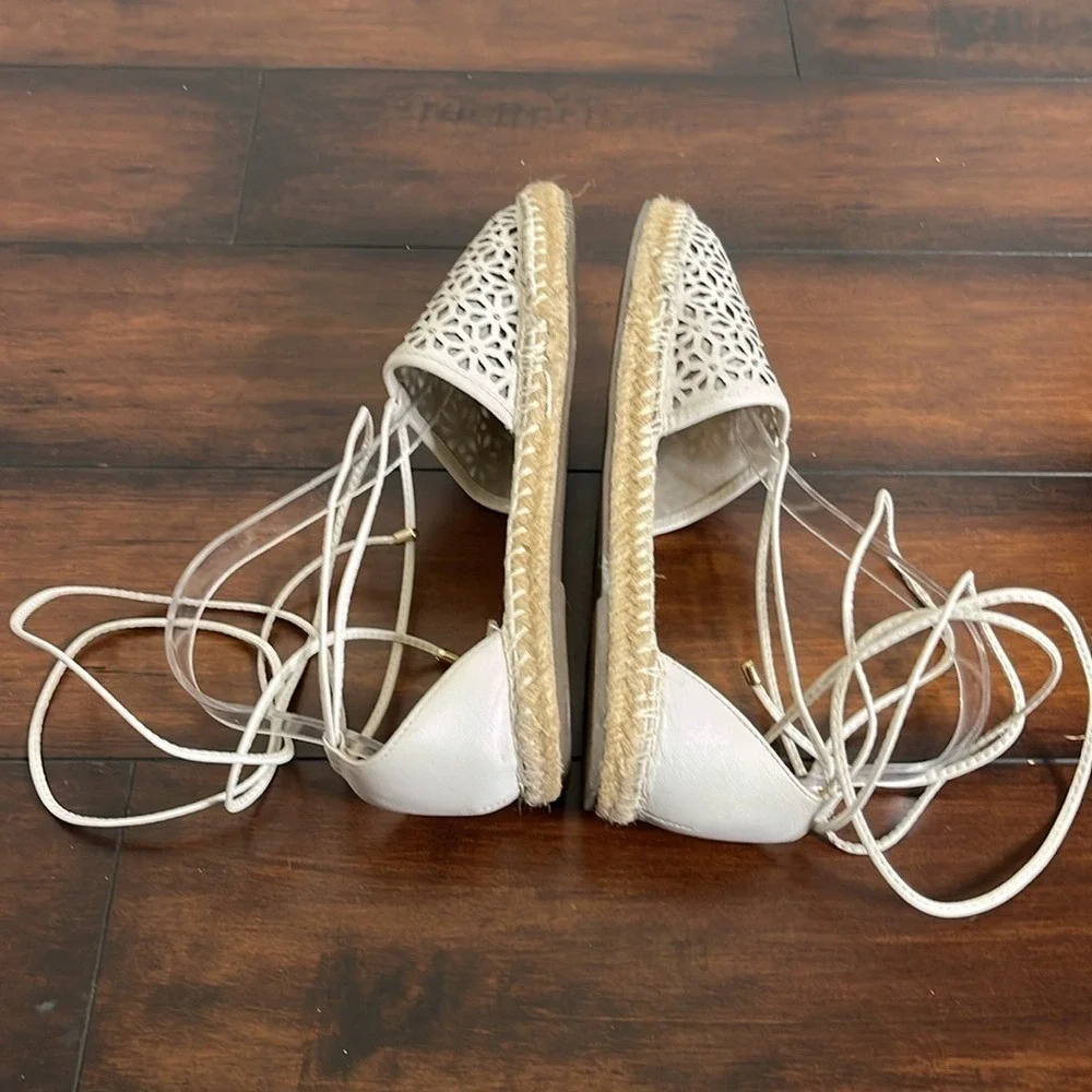 Jasper & Jeera Rosecut Leather Espadrilles‎ Women's 8 White Boho